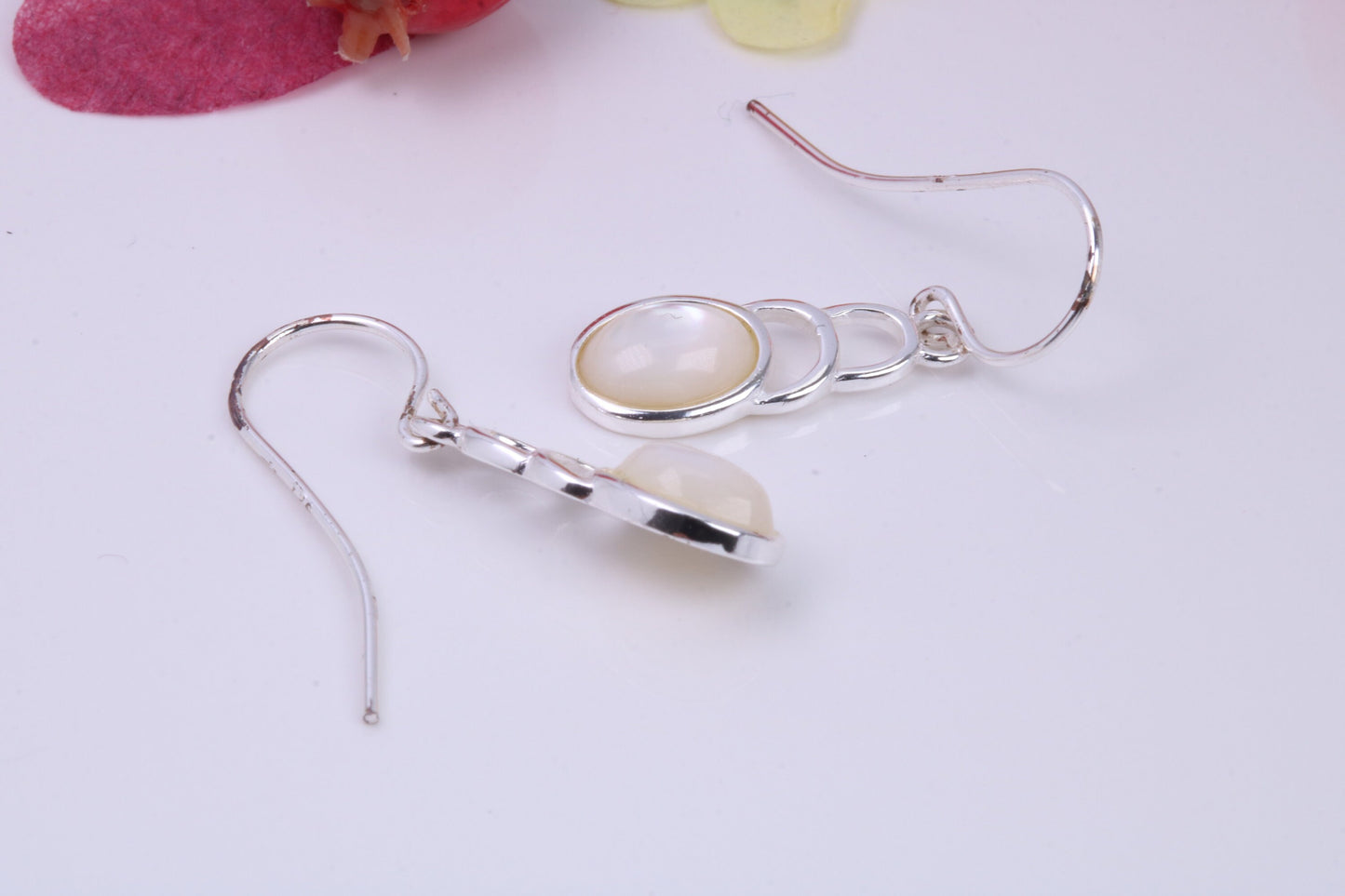 Mother of Pearl set Dropper Earrings, Made from solid Sterling Silver