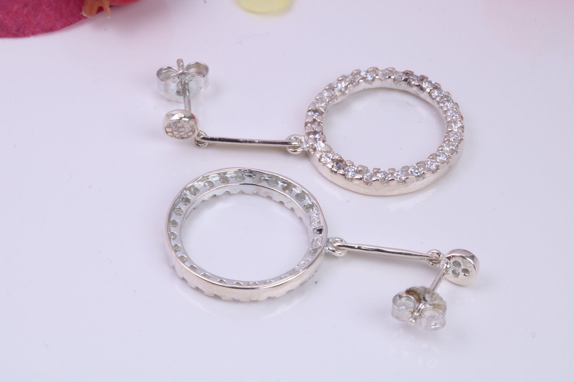 Long Dropper Earrings, Cubic Zirconia set, Made from solid Sterling Silver