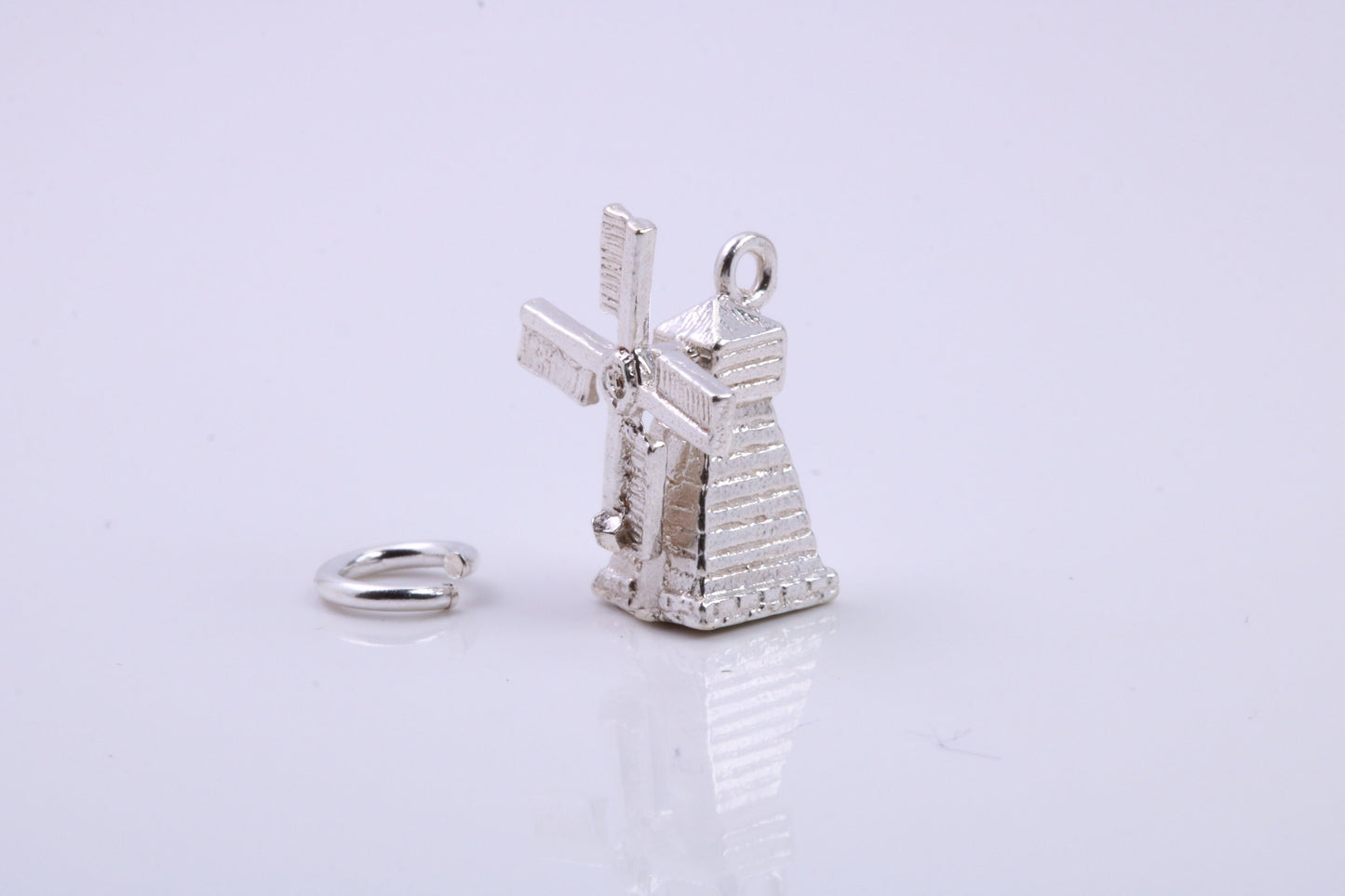 Windmill Charm, Traditional Charm, Made from Solid 925 Grade Sterling Silver, Complete with Attachment Link