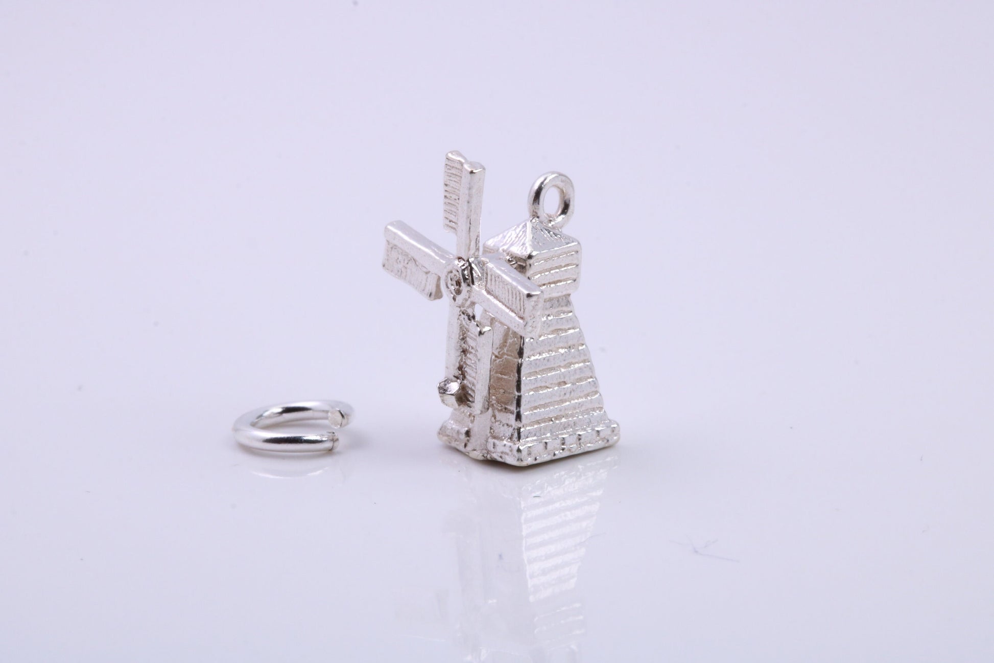 Windmill Charm, Traditional Charm, Made from Solid 925 Grade Sterling Silver, Complete with Attachment Link