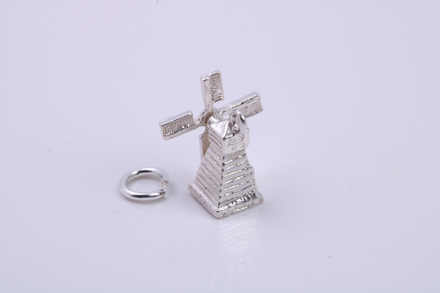 Windmill Charm, Traditional Charm, Made from Solid 925 Grade Sterling Silver, Complete with Attachment Link