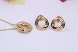 Circular Necklace and Earrings, Made from solid Sterling Silver, 18ct Yellow Gold Plated