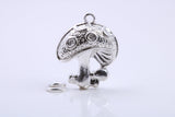 Toadstool Charm, Traditional Charm, Made from Solid 925 Grade Sterling Silver, Complete with Attachment Link