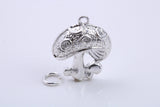 Toadstool Charm, Traditional Charm, Made from Solid 925 Grade Sterling Silver, Complete with Attachment Link