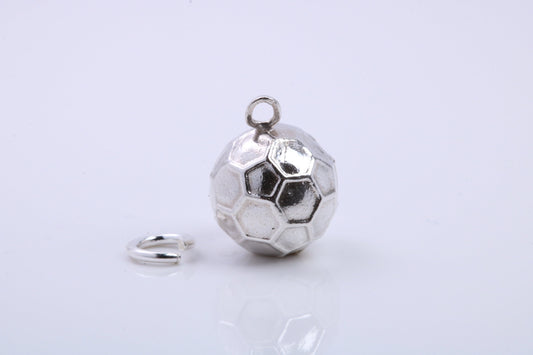 Foot Ball Charm, Traditional Charm, Made from Solid 925 Grade Sterling Silver, Complete with Attachment Link