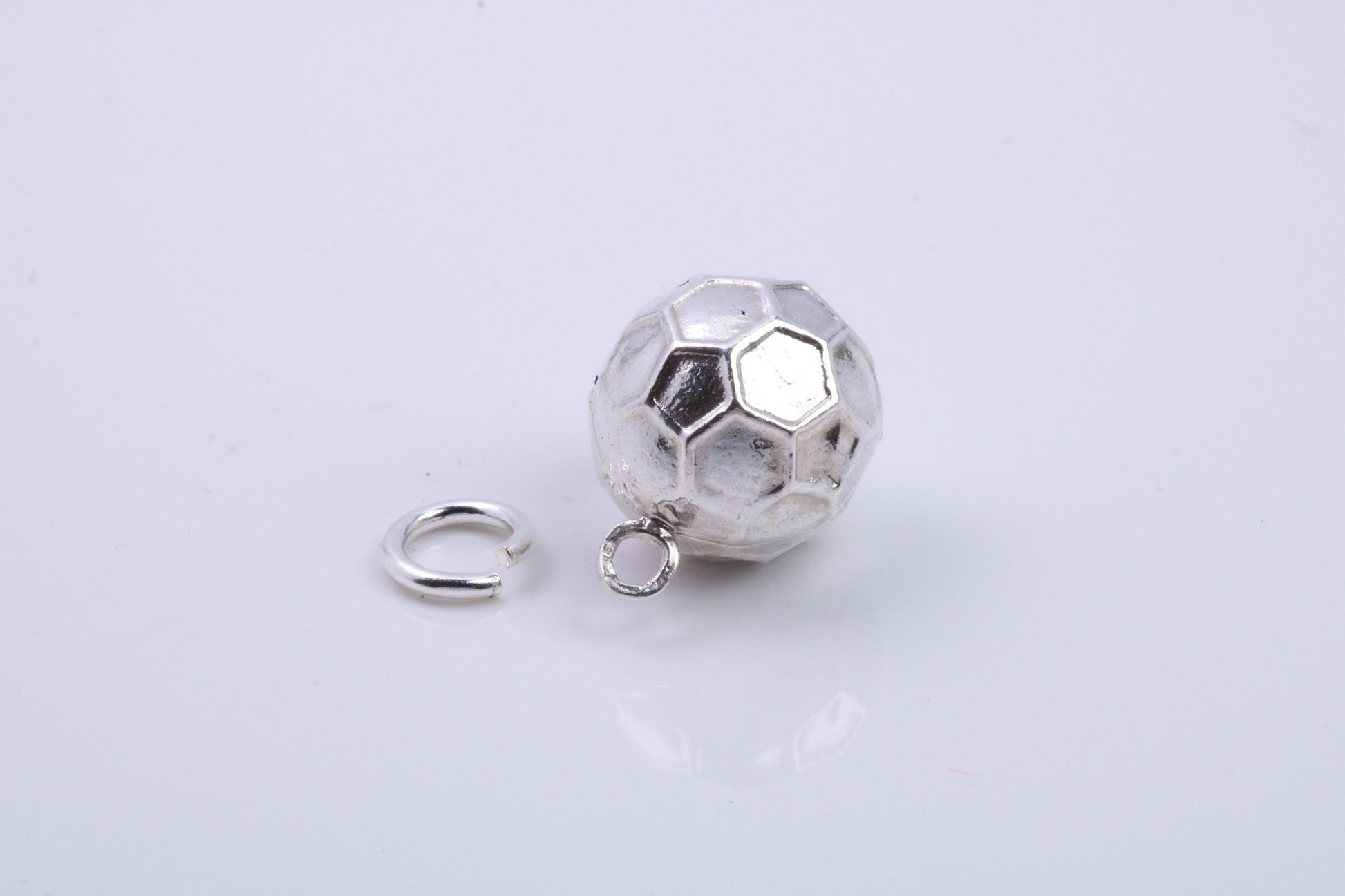Foot Ball Charm, Traditional Charm, Made from Solid 925 Grade Sterling Silver, Complete with Attachment Link