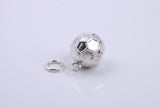 Foot Ball Charm, Traditional Charm, Made from Solid 925 Grade Sterling Silver, Complete with Attachment Link