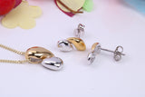 Water Drop Necklace and Earrings, Made from solid Sterling Silver, 18ct Yellow Gold Plated