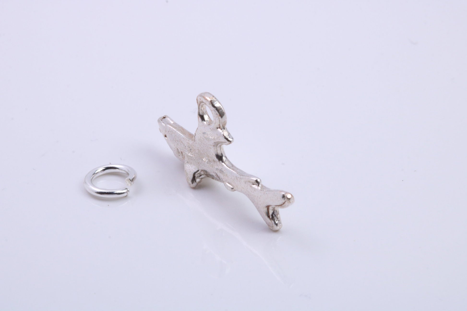 Shark Charm, Traditional Charm, Made from Solid 925 Grade Sterling Silver, Complete with Attachment Link