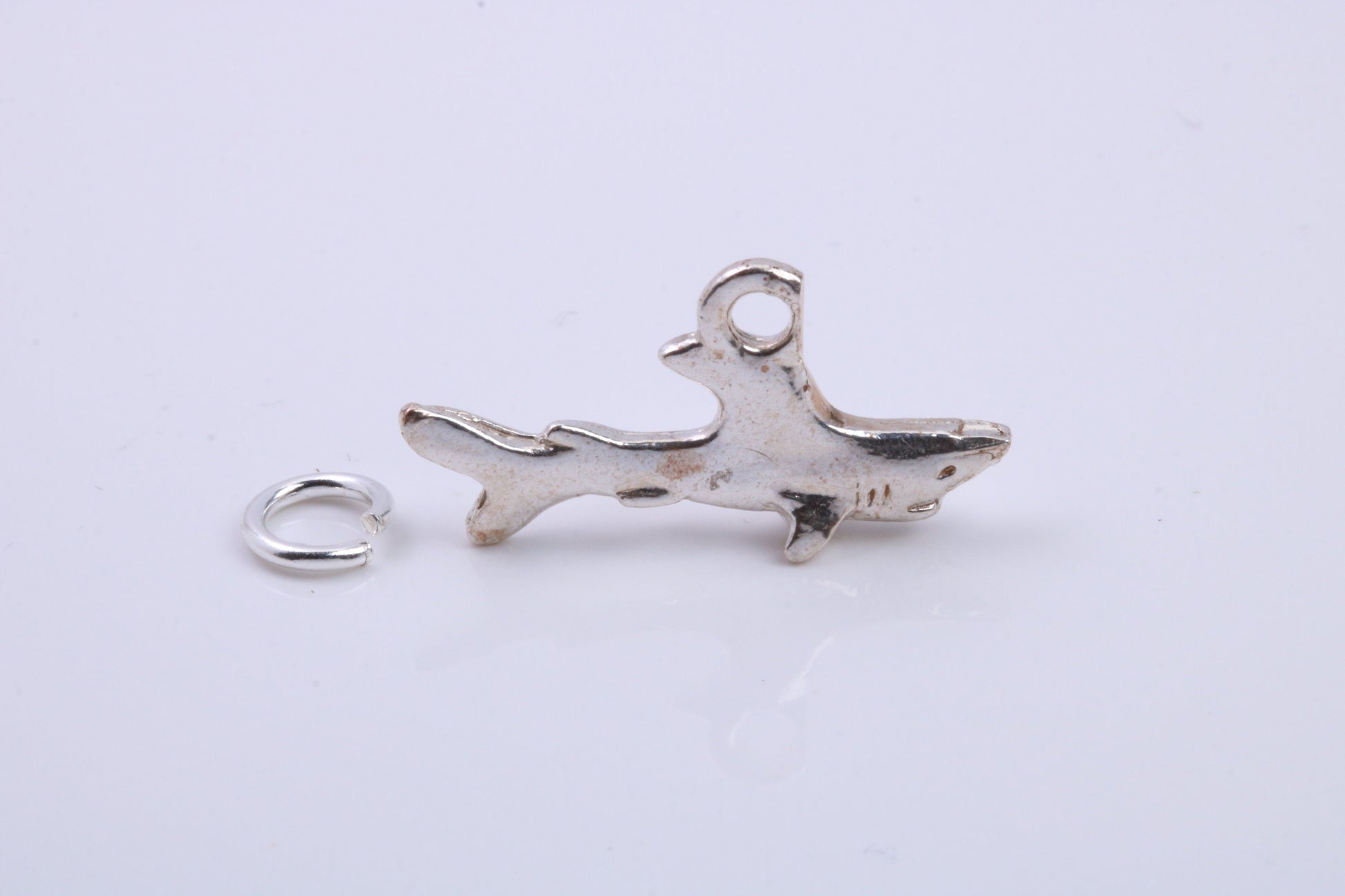 Shark Charm, Traditional Charm, Made from Solid 925 Grade Sterling Silver, Complete with Attachment Link