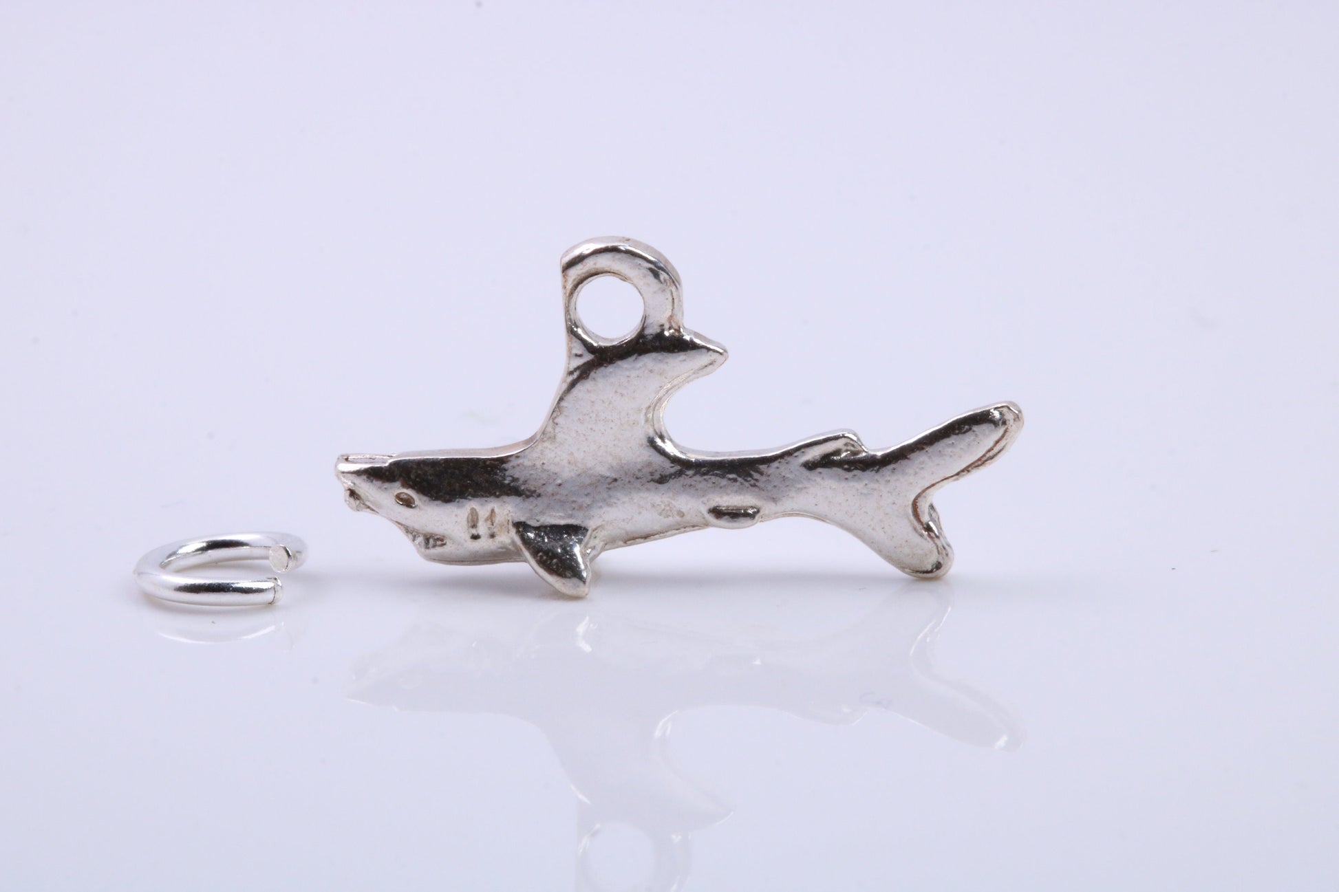 Shark Charm, Traditional Charm, Made from Solid 925 Grade Sterling Silver, Complete with Attachment Link