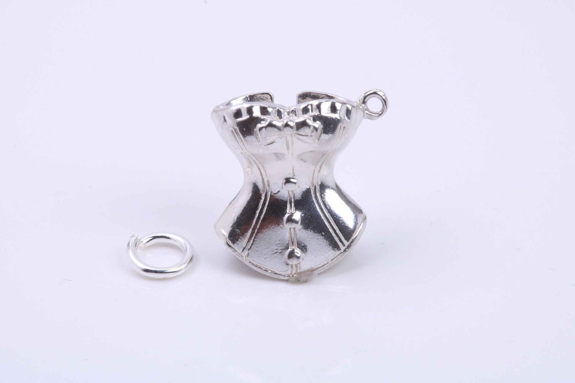 Corset Charm, Traditional Charm, Made from Solid 925 Grade Sterling Silver, Complete with Attachment Link