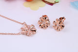 Flower Cubic Zirconia set Necklace and Earrings, Made from solid Sterling Silver, 18ct Rose Gold Plated