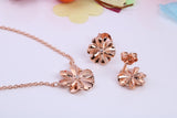 Flower Cubic Zirconia set Necklace and Earrings, Made from solid Sterling Silver, 18ct Rose Gold Plated
