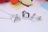 Square Face Necklace and Earrings, Made from solid Sterling Silver