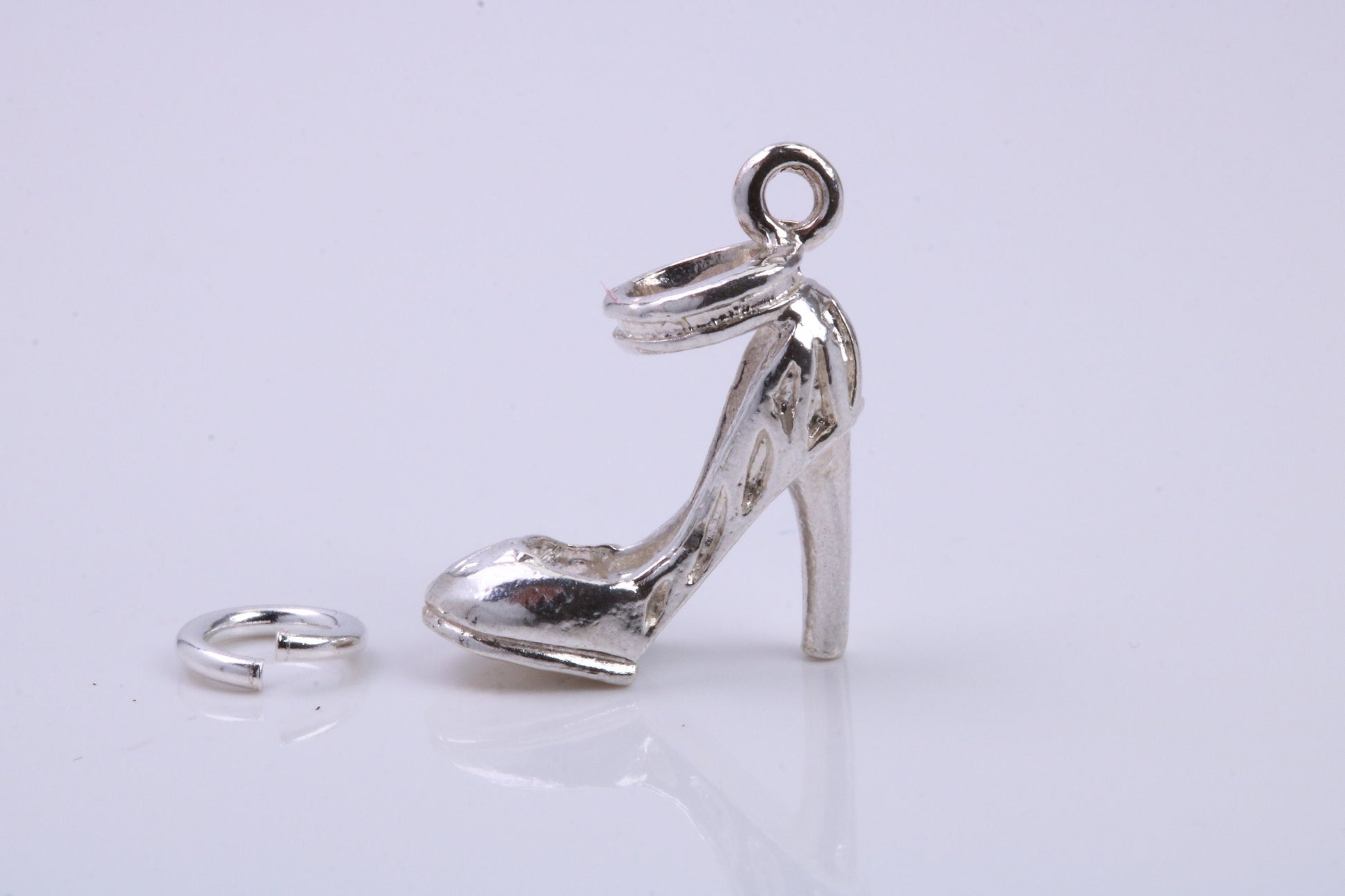 Stiletto Charm, Traditional Charm, Made from Solid 925 Grade Sterling Silver, Complete with Attachment Link