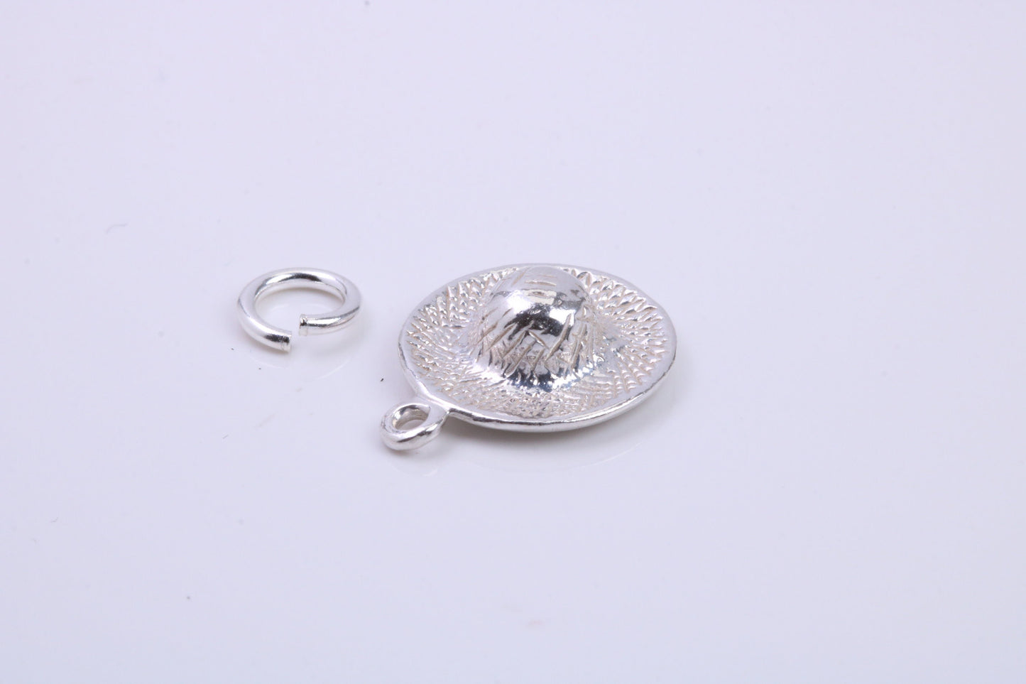 Garden Sun Hat Charm, Traditional Charm, Made from Solid 925 Grade Sterling Silver, Complete with Attachment Link