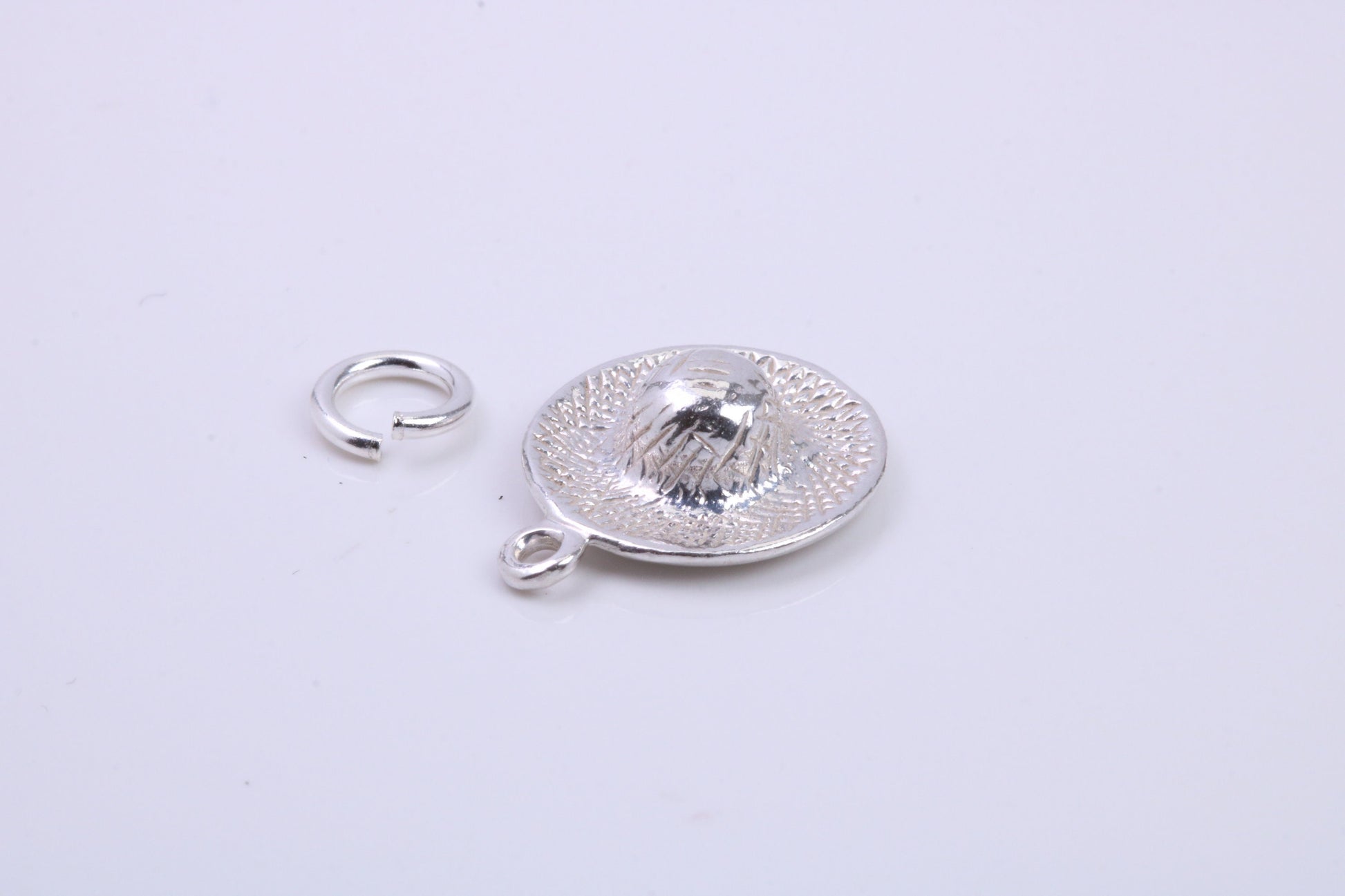 Garden Sun Hat Charm, Traditional Charm, Made from Solid 925 Grade Sterling Silver, Complete with Attachment Link