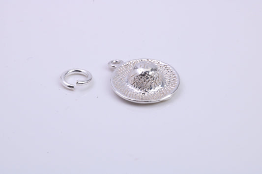 Garden Sun Hat Charm, Traditional Charm, Made from Solid 925 Grade Sterling Silver, Complete with Attachment Link