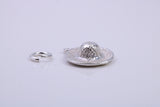Garden Sun Hat Charm, Traditional Charm, Made from Solid 925 Grade Sterling Silver, Complete with Attachment Link