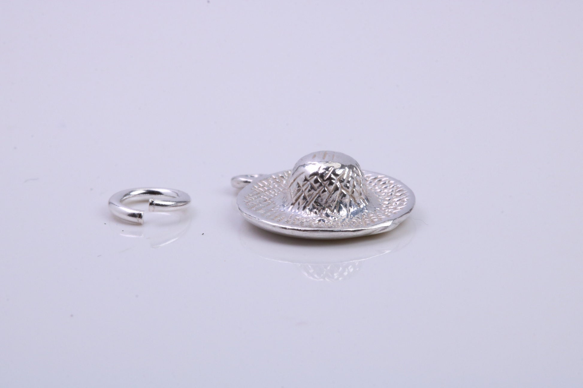 Garden Sun Hat Charm, Traditional Charm, Made from Solid 925 Grade Sterling Silver, Complete with Attachment Link