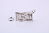 100 Dollar Bill Charm, Made from Solid Cast Silver, Complete with Attachment Link