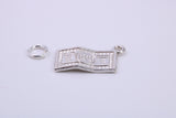 100 Dollar Bill Charm, Made from Solid Cast Silver, Complete with Attachment Link