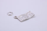 100 Dollar Bill Charm, Made from Solid Cast Silver, Complete with Attachment Link