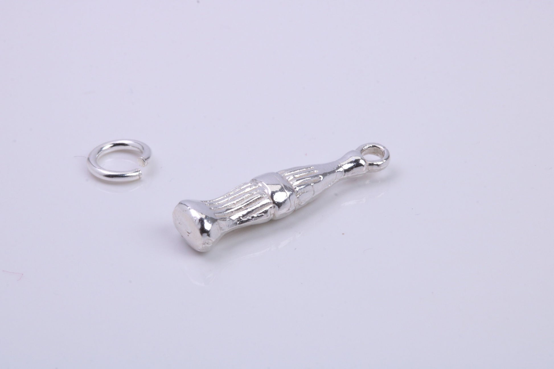 Cola Bottle Charm, Traditional Charm, Made from Solid 925 Grade Sterling Silver, Complete with Attachment Link