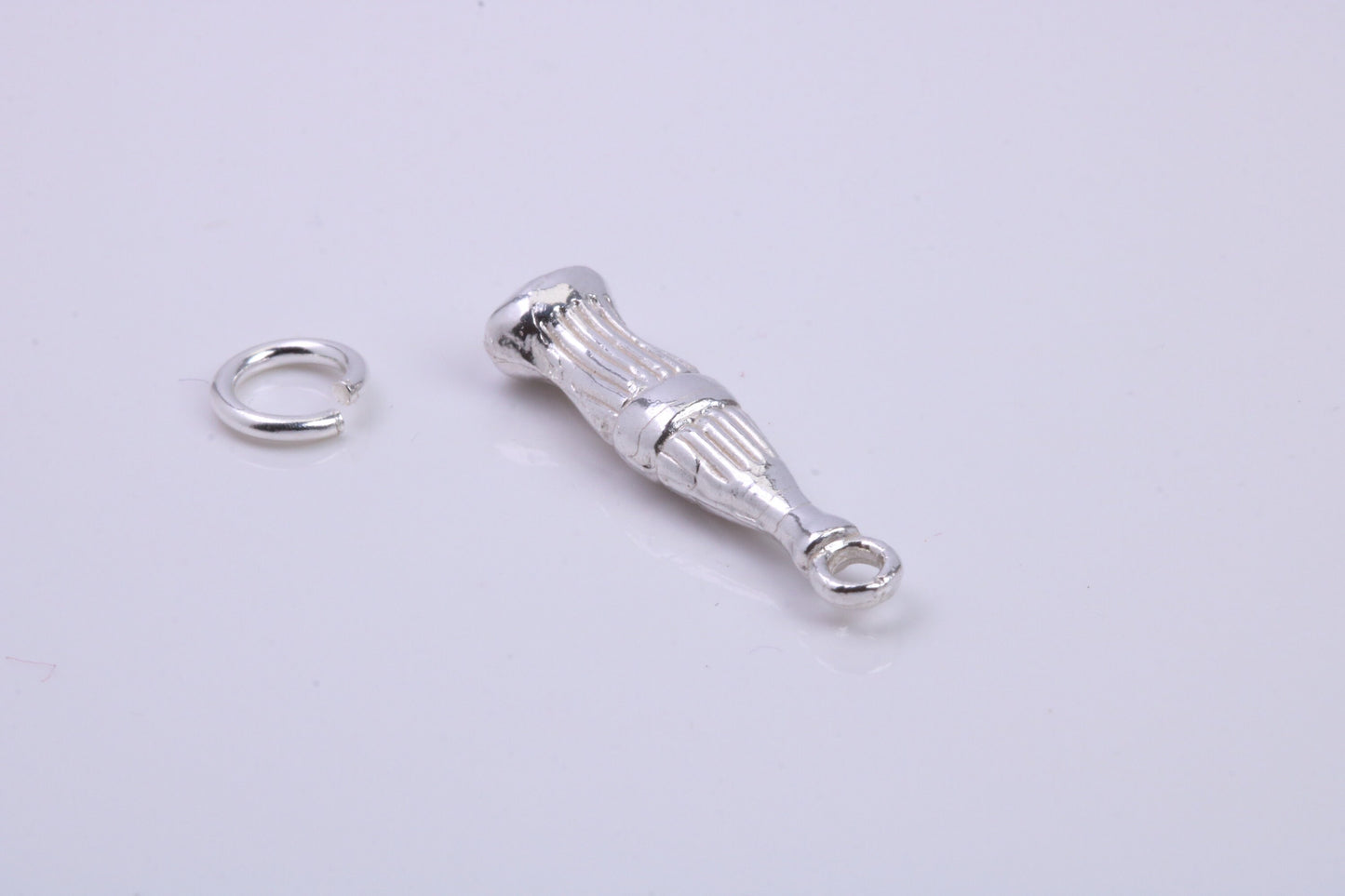 Cola Bottle Charm, Traditional Charm, Made from Solid 925 Grade Sterling Silver, Complete with Attachment Link