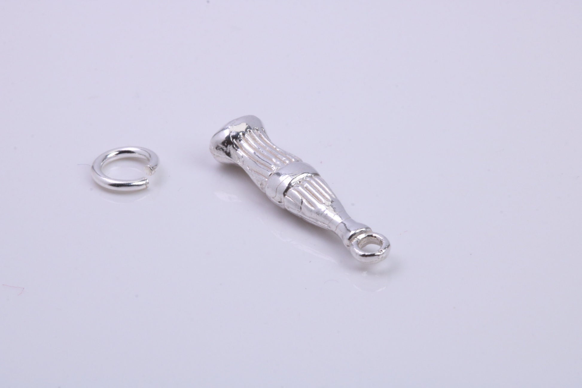 Cola Bottle Charm, Traditional Charm, Made from Solid 925 Grade Sterling Silver, Complete with Attachment Link