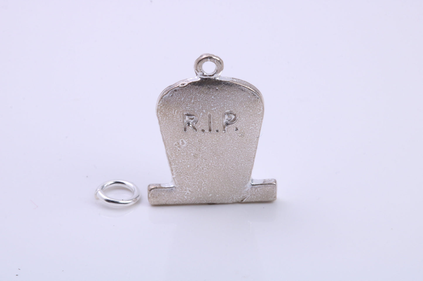 R I P Tombstone Charm, Traditional Charm, Made from Solid 925 Grade Sterling Silver, Complete with Attachment Link