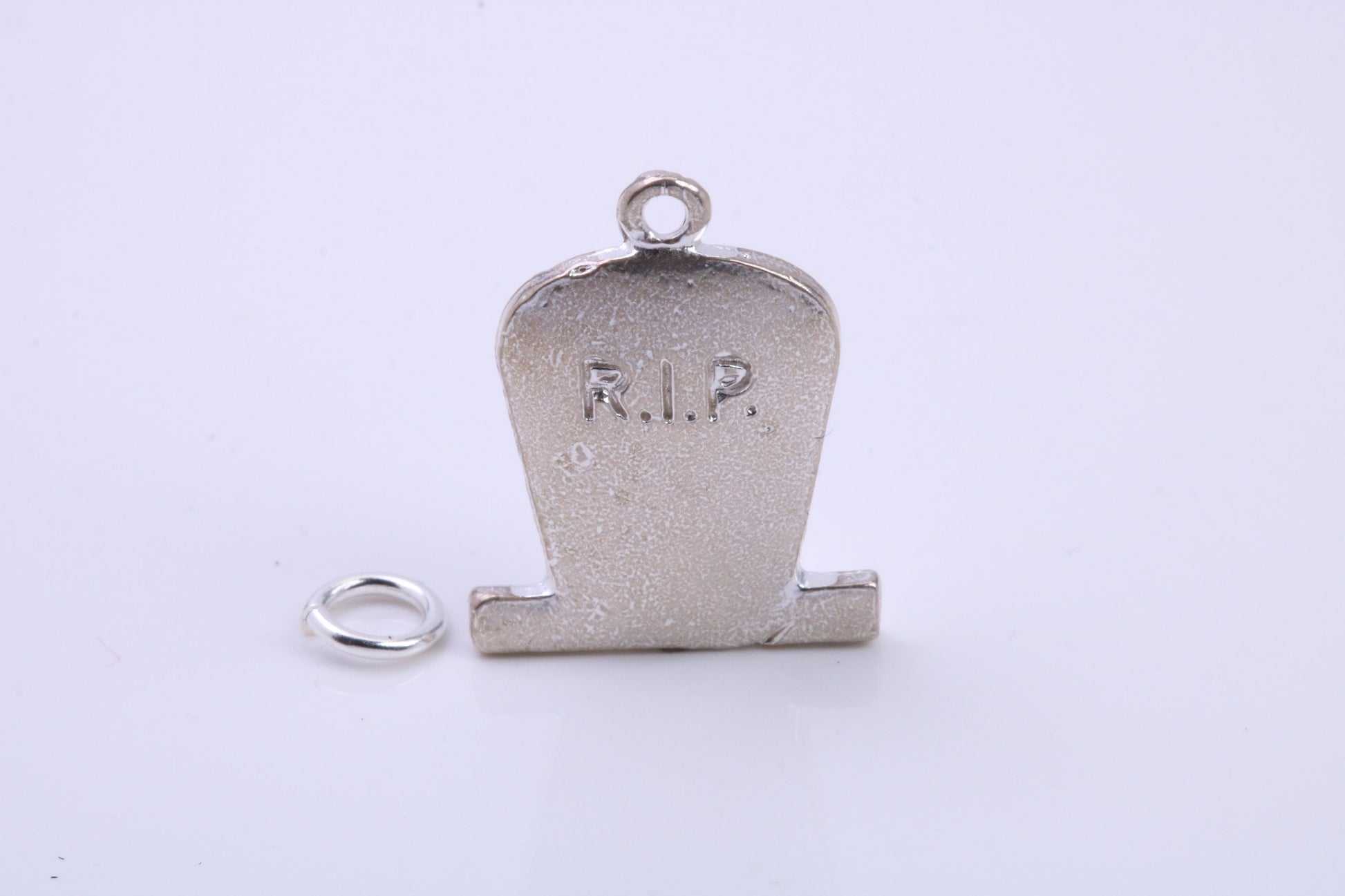 R I P Tombstone Charm, Traditional Charm, Made from Solid 925 Grade Sterling Silver, Complete with Attachment Link