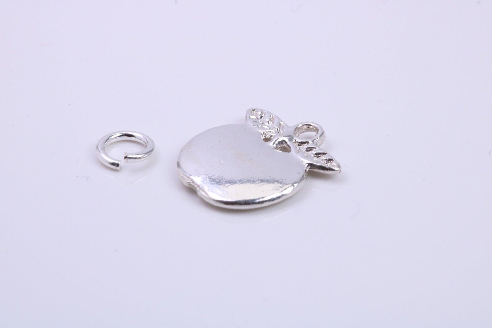 Apple Charm, Traditional Charm, Made from Solid 925 Grade Sterling Silver, Complete with Attachment Link