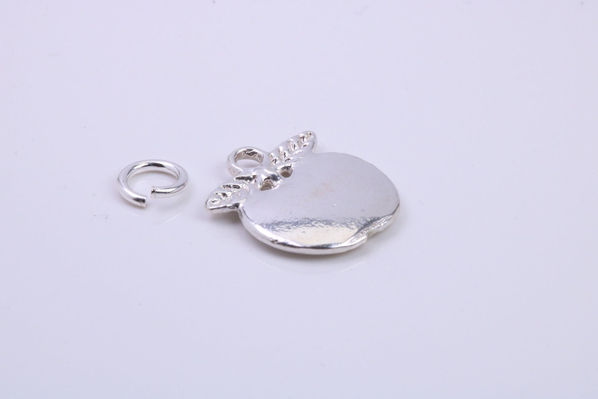 Apple Charm, Traditional Charm, Made from Solid 925 Grade Sterling Silver, Complete with Attachment Link