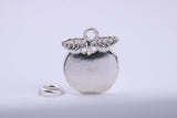 Apple Charm, Traditional Charm, Made from Solid 925 Grade Sterling Silver, Complete with Attachment Link