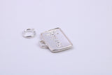 Travel Suitcase Charm, Traditional Charm, Made from Solid 925 Grade Sterling Silver, Complete with Attachment Link