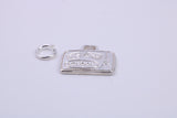 Travel Suitcase Charm, Traditional Charm, Made from Solid 925 Grade Sterling Silver, Complete with Attachment Link