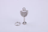 Wine Glass Charm, Traditional Charm, Made from Solid 925 Grade Sterling Silver, Complete with Attachment Link