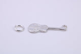 Guitar Charm, Traditional Charm, Made from Solid 925 Grade Sterling Silver, Complete with Attachment Link