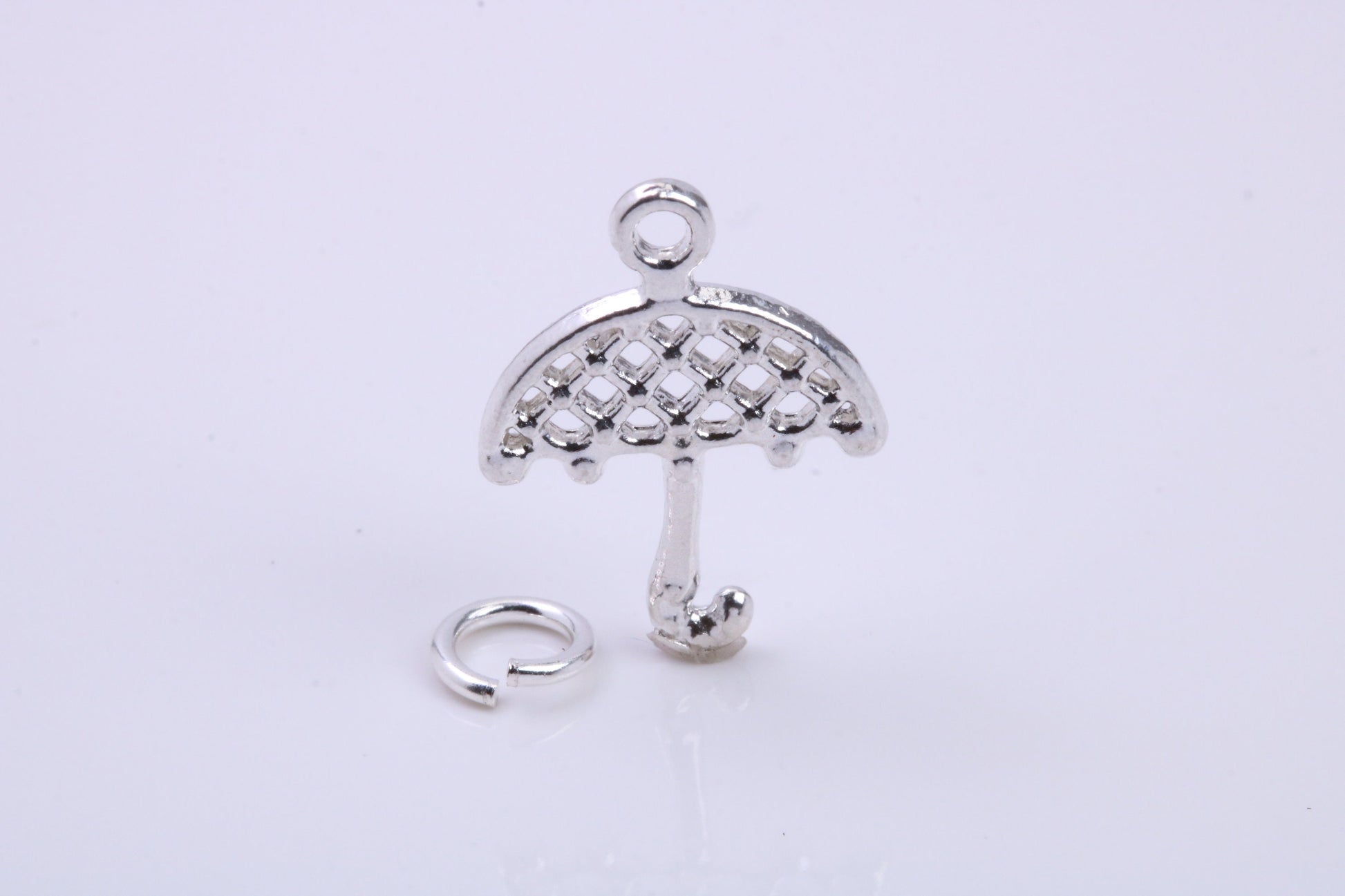 Umbrella Charm, Traditional Charm, Made from Solid 925 Grade Sterling Silver, Complete with Attachment Link