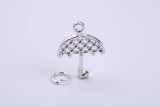 Umbrella Charm, Traditional Charm, Made from Solid 925 Grade Sterling Silver, Complete with Attachment Link