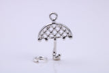 Umbrella Charm, Traditional Charm, Made from Solid 925 Grade Sterling Silver, Complete with Attachment Link
