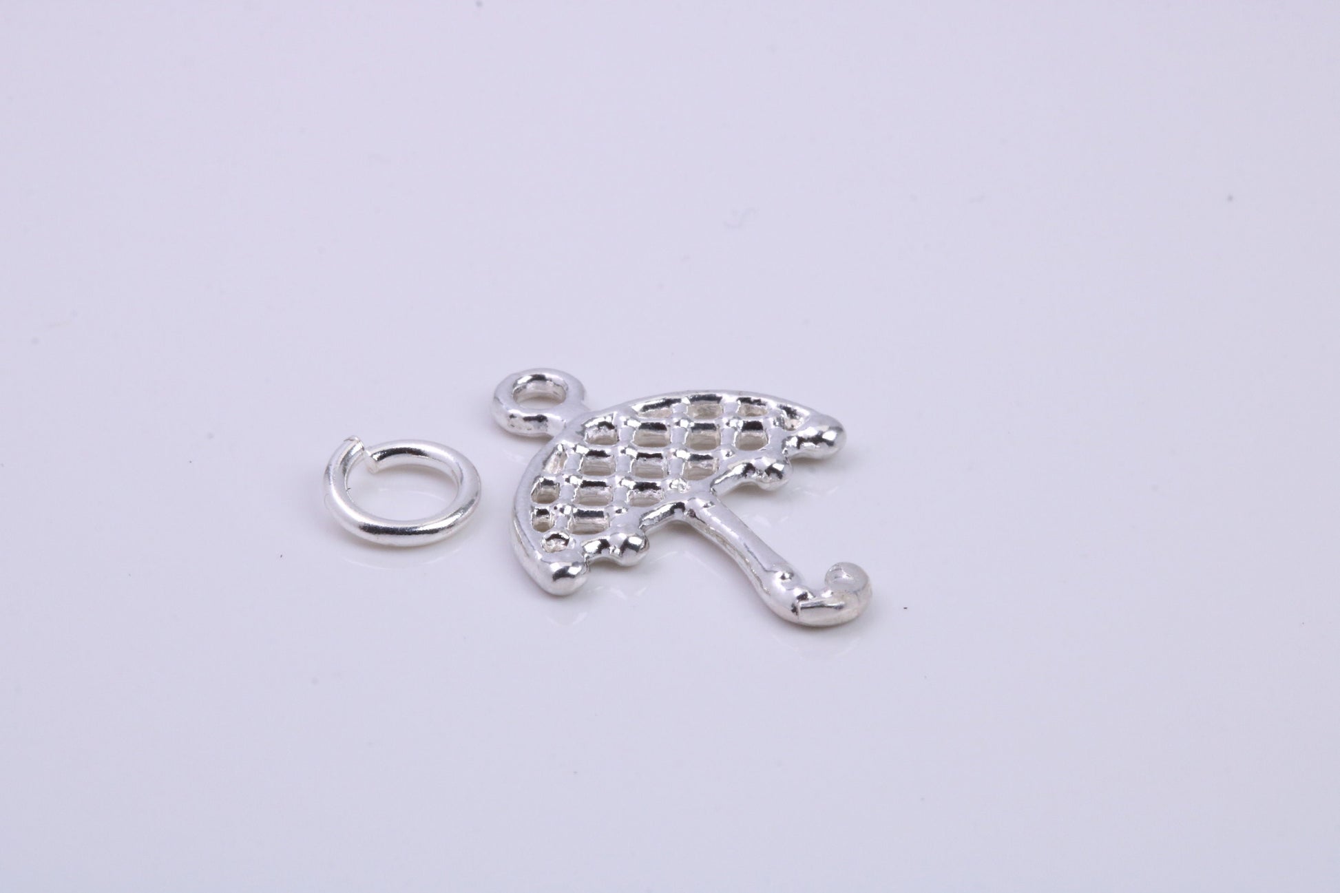 Umbrella Charm, Traditional Charm, Made from Solid 925 Grade Sterling Silver, Complete with Attachment Link
