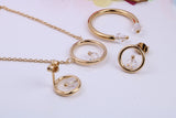 Necklace and Earrings with Matching Ring set With Cubic Zirconia, Made from solid Sterling Silver, 18ct Yellow Gold Plated