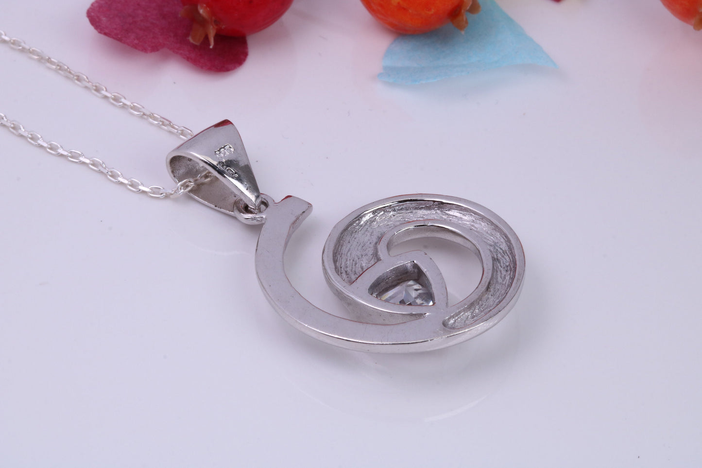 Large Trillion cut Cubic Zirconia set Necklace, Made from Solid Sterling Silver, Very Dressy