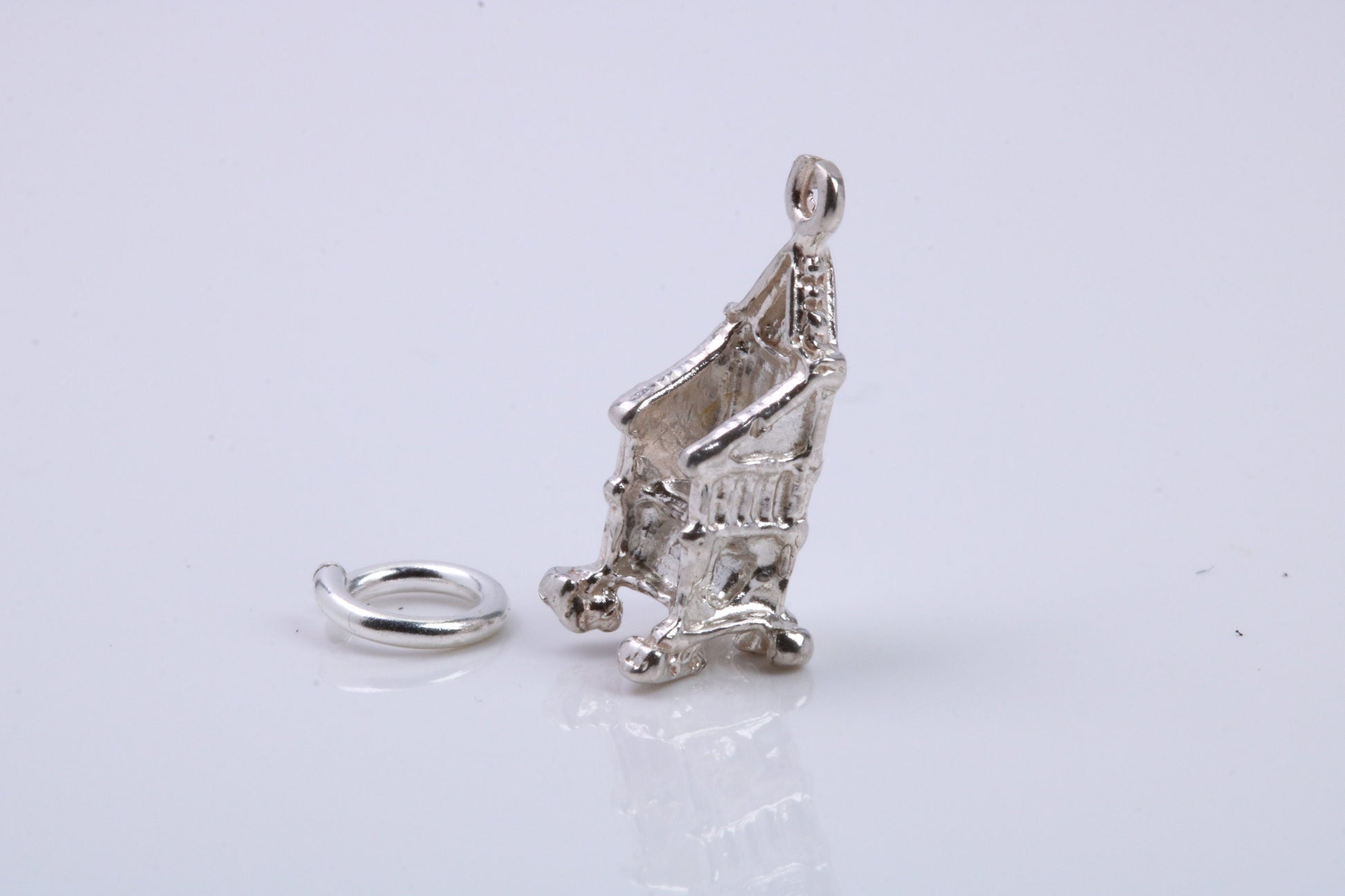 Throne Charm, Traditional Charm, Made from Solid 925 Grade Sterling Silver, Complete with Attachment Link