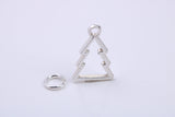 Christmas Tree Charm, Traditional Charm, Made from Solid 925 Grade Sterling Silver, Complete with Attachment Link