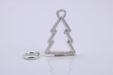 Christmas Tree Charm, Traditional Charm, Made from Solid 925 Grade Sterling Silver, Complete with Attachment Link