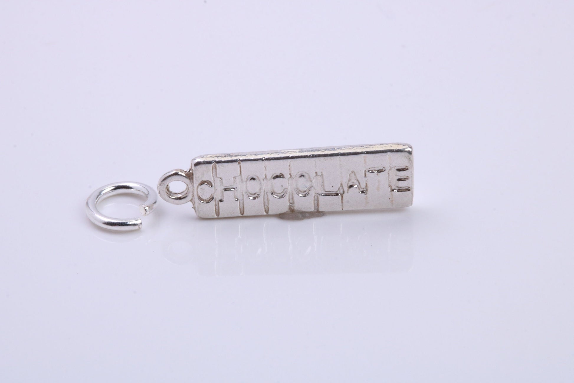 Chocolate Bar Charm, Traditional Charm, Made from Solid 925 Grade Sterling Silver, Complete with Attachment Link